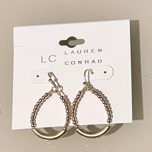Kohl's LC Lauren Conrad Gold Beaded Teardrop Hoop Earrings